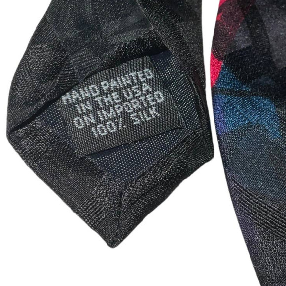 Robert Daskal Men’s 100% Silk Tie. Hand painted. NWOT Made in U.S.A - Picture 11 of 14